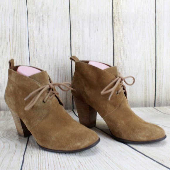 Lucky Brand Brown Suede Lace-up Heeled Ankle Boots Size 9 M - Picture 3 of 9